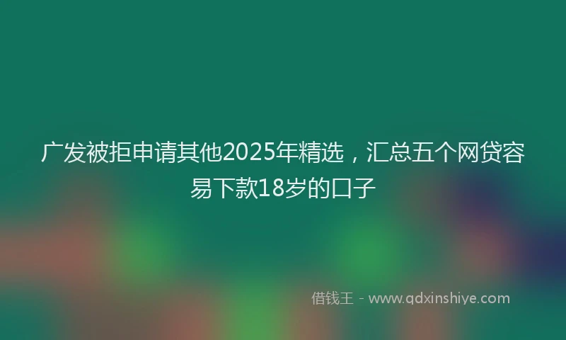 广发被拒申请其他2025年精选，汇总五个网贷容易下款18岁的口子