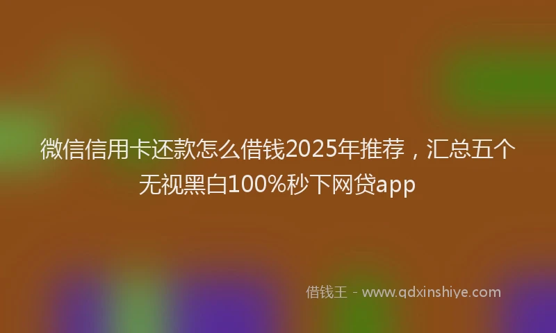微信信用卡还款怎么借钱2025年推荐，汇总五个无视黑白100%秒下网贷app