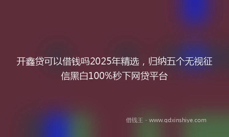 开鑫贷可以借钱吗2025年精选，归纳五个无视征信黑白100%秒下网贷平台