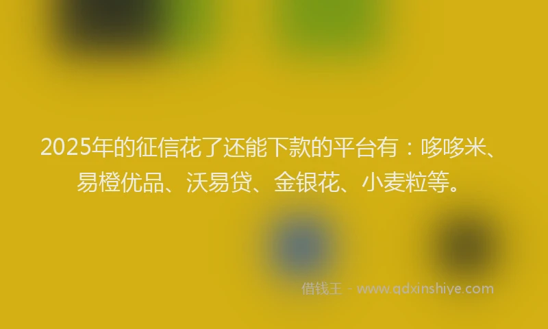 2025年的征信花了还能下款的平台有：哆哆米、易橙优品、沃易贷、金银花、小麦粒等。