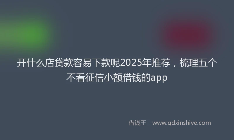 开什么店贷款容易下款呢2025年推荐，梳理五个不看征信小额借钱的app