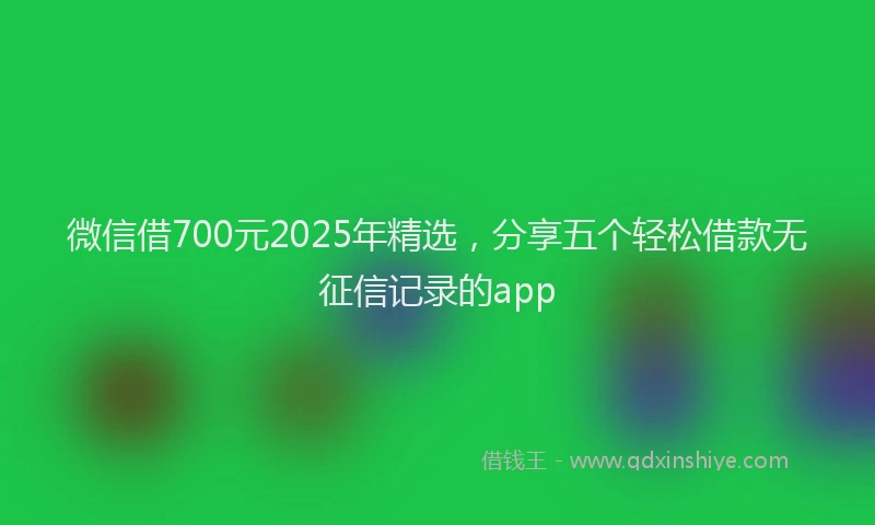 微信借700元2025年精选，分享五个轻松借款无征信记录的app