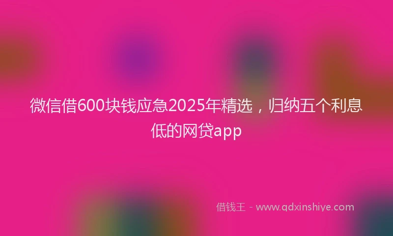 微信借600块钱应急2025年精选，归纳五个利息低的网贷app