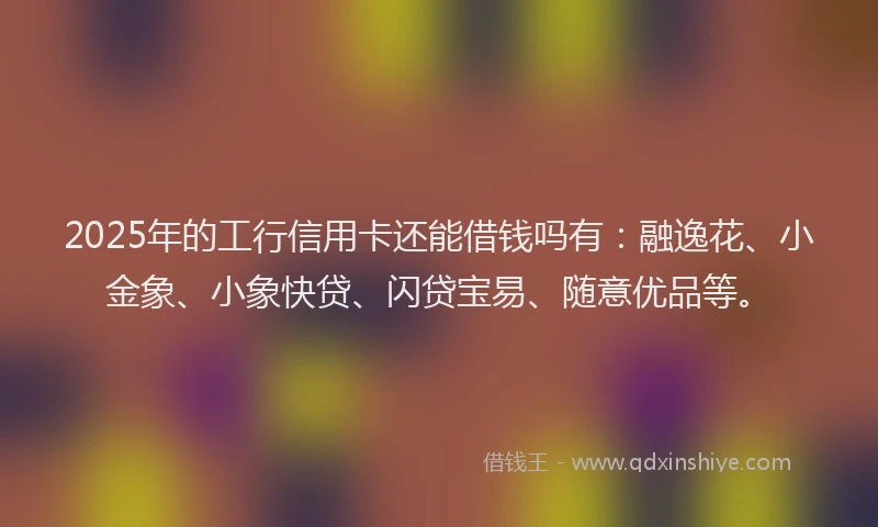 2025年的工行信用卡还能借钱吗有：融逸花、小金象、小象快贷、闪贷宝易、随意优品等。