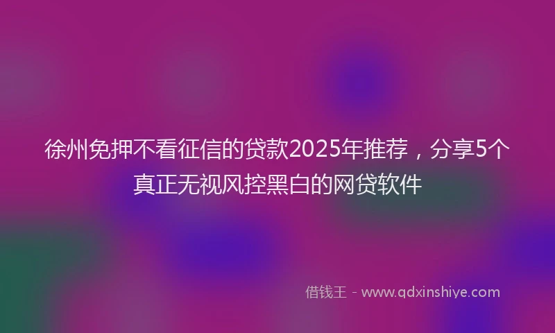 徐州免押不看征信的贷款2025年推荐，分享5个真正无视风控黑白的网贷软件