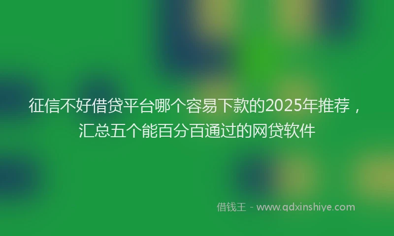征信不好借贷平台哪个容易下款的2025年推荐，汇总五个能百分百通过的网贷软件
