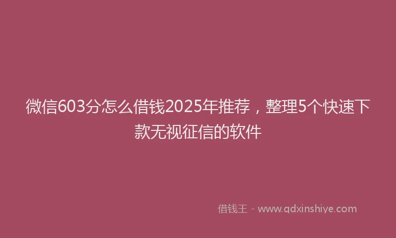 微信603分怎么借钱2025年推荐，整理5个快速下款无视征信的软件