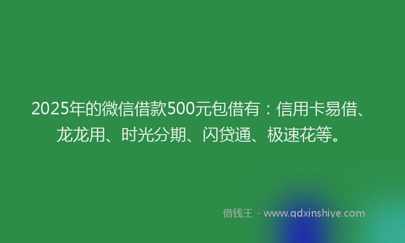 2025年的微信借款500元包借有：信用卡易借、龙龙用、时光分期、闪贷通、极速花等。