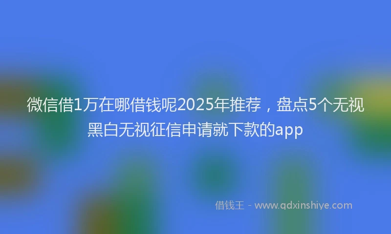 微信借1万在哪借钱呢2025年推荐，盘点5个无视黑白无视征信申请就下款的app