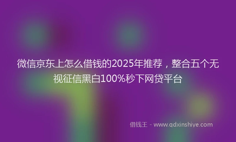 微信京东上怎么借钱的2025年推荐，整合五个无视征信黑白100%秒下网贷平台
