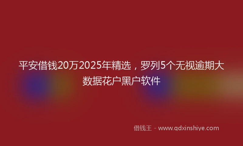 平安借钱20万2025年精选，罗列5个无视逾期大数据花户黑户软件