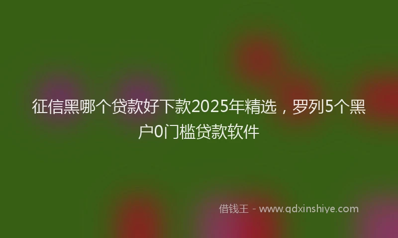 征信黑哪个贷款好下款2025年精选，罗列5个黑户0门槛贷款软件