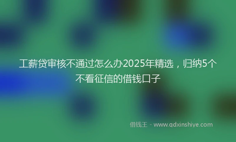 工薪贷审核不通过怎么办2025年精选，归纳5个不看征信的借钱口子
