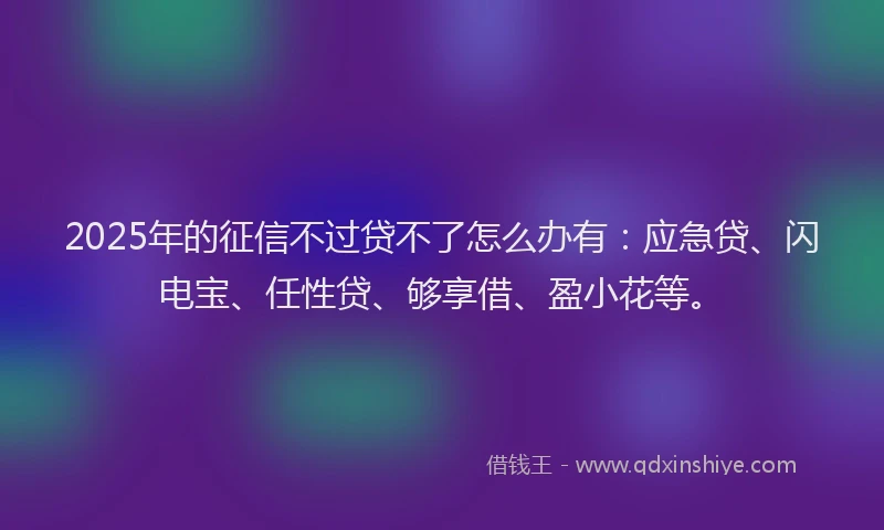 2025年的征信不过贷不了怎么办有：应急贷、闪电宝、任性贷、够享借、盈小花等。