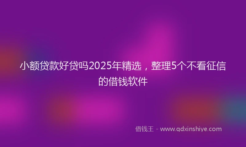 小额贷款好贷吗2025年精选，整理5个不看征信的借钱软件