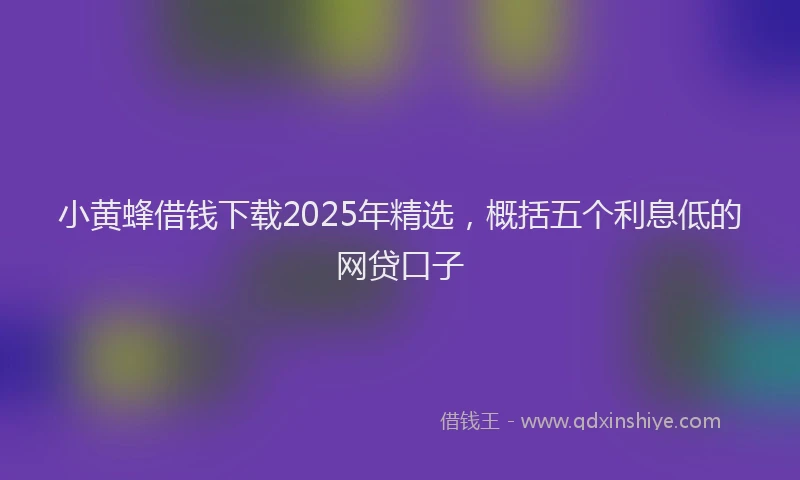 小黄蜂借钱下载2025年精选，概括五个利息低的网贷口子