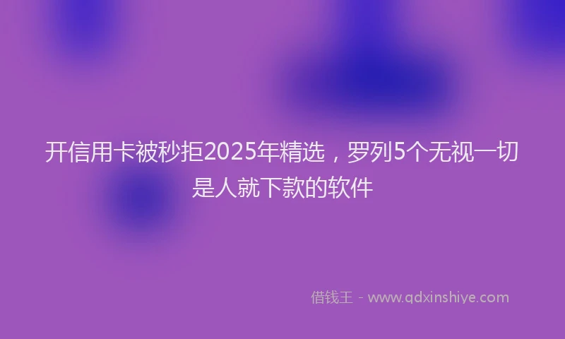 开信用卡被秒拒2025年精选，罗列5个无视一切是人就下款的软件