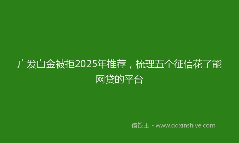 广发白金被拒2025年推荐，梳理五个征信花了能网贷的平台