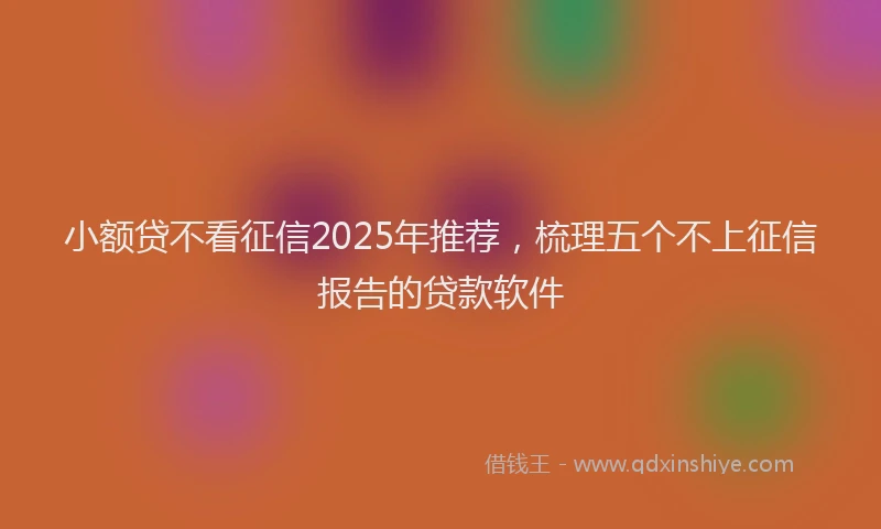 小额贷不看征信2025年推荐，梳理五个不上征信报告的贷款软件