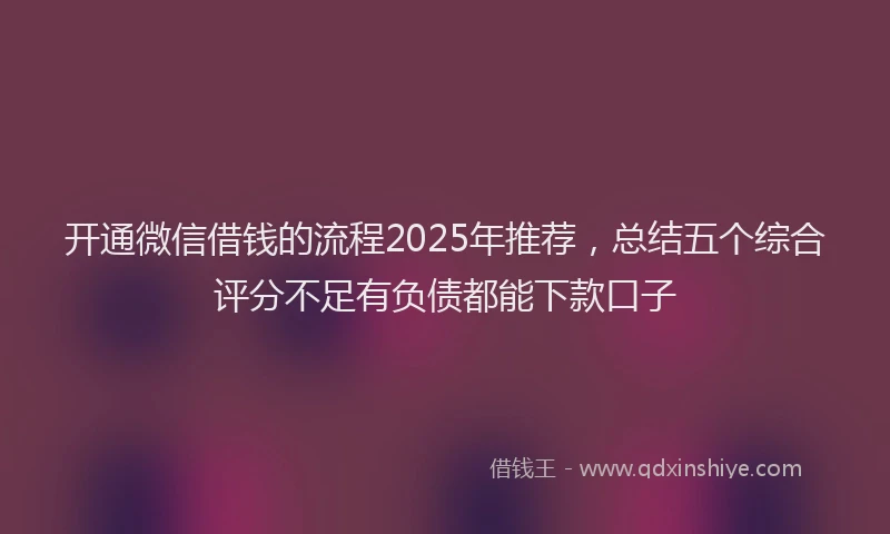 开通微信借钱的流程2025年推荐，总结五个综合评分不足有负债都能下款口子