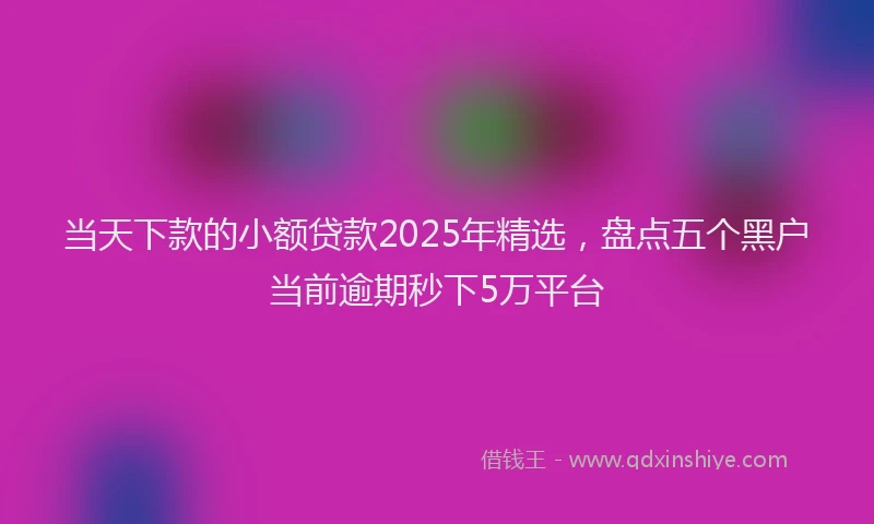 当天下款的小额贷款2025年精选，盘点五个黑户当前逾期秒下5万平台