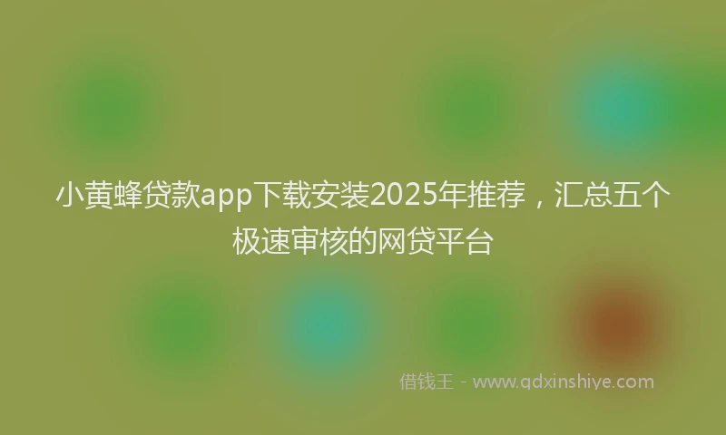 小黄蜂贷款app下载安装2025年推荐，汇总五个极速审核的网贷平台