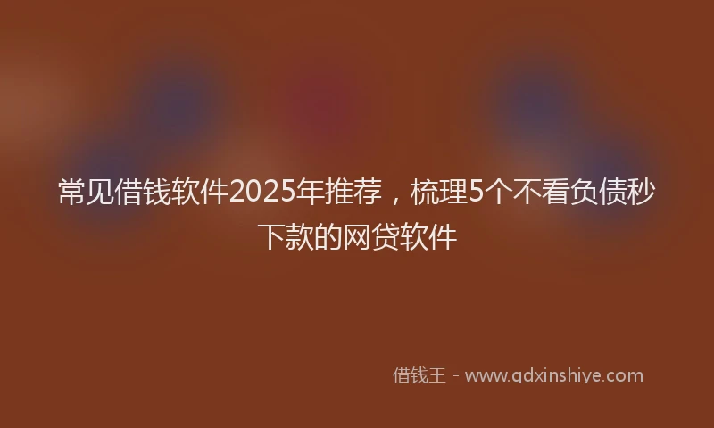 常见借钱软件2025年推荐，梳理5个不看负债秒下款的网贷软件