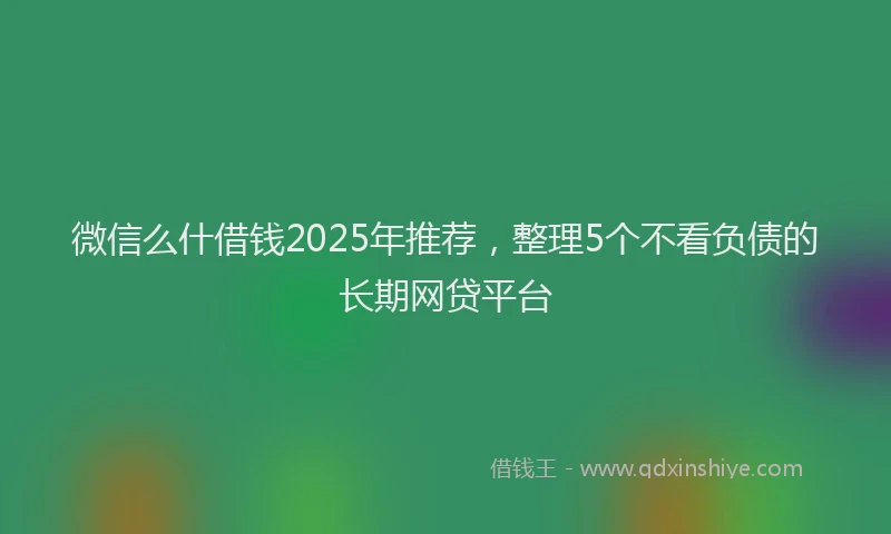 微信么什借钱2025年推荐，整理5个不看负债的长期网贷平台