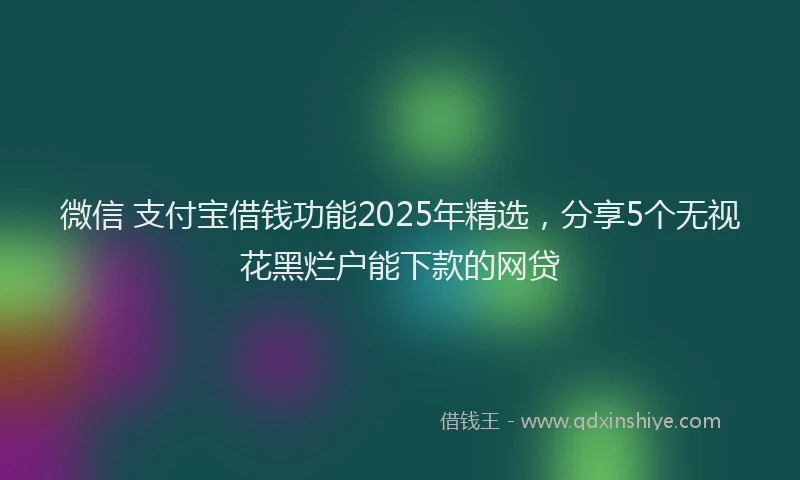 微信 支付宝借钱功能2025年精选，分享5个无视花黑烂户能下款的网贷