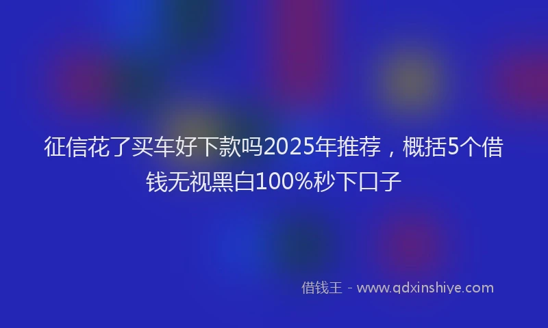 征信花了买车好下款吗2025年推荐，概括5个借钱无视黑白100%秒下口子