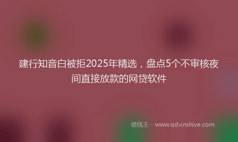 建行知音白被拒2025年精选，盘点5个不审核夜间直接放款的网贷软件