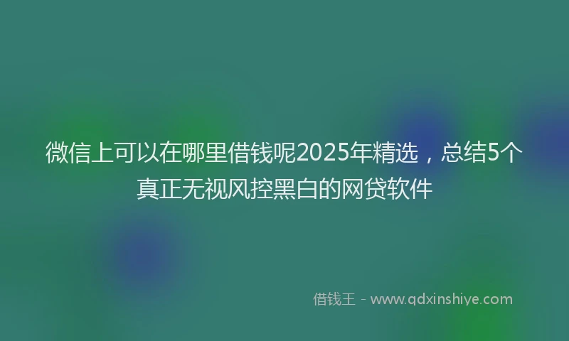 微信上可以在哪里借钱呢2025年精选，总结5个真正无视风控黑白的网贷软件