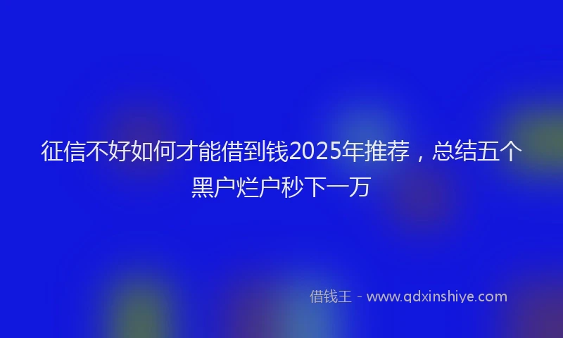 征信不好如何才能借到钱2025年推荐，总结五个黑户烂户秒下一万