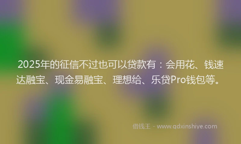 2025年的征信不过也可以贷款有：会用花、钱速达融宝、现金易融宝、理想给、乐贷Pro钱包等。
