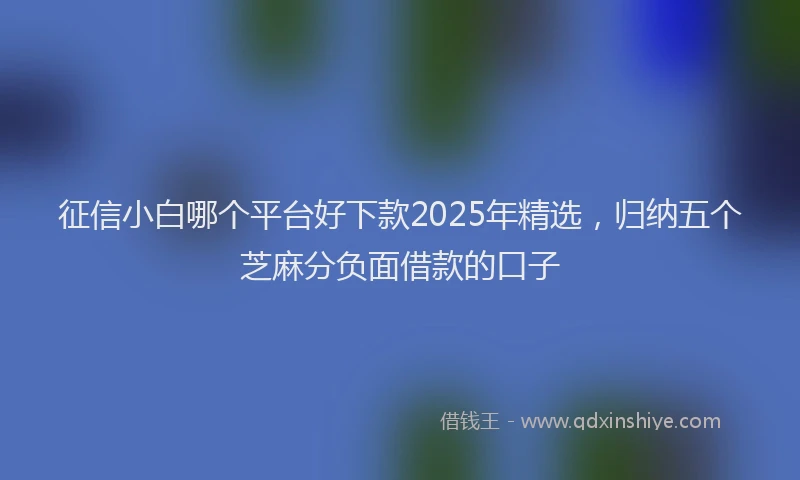 征信小白哪个平台好下款2025年精选，归纳五个芝麻分负面借款的口子