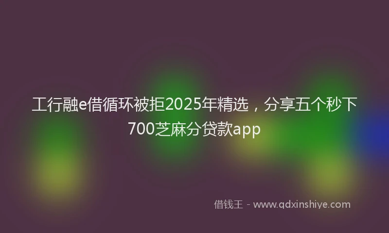 工行融e借循环被拒2025年精选，分享五个秒下700芝麻分贷款app