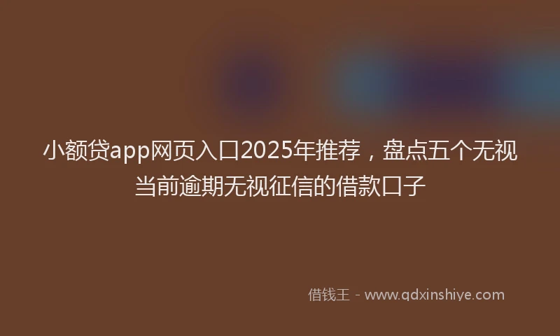 小额贷app网页入口2025年推荐，盘点五个无视当前逾期无视征信的借款口子