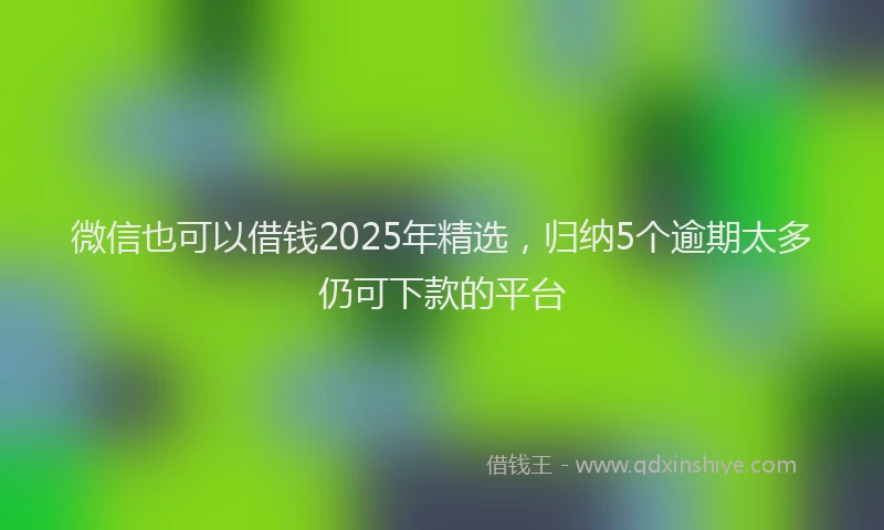 微信也可以借钱2025年精选，归纳5个逾期太多仍可下款的平台