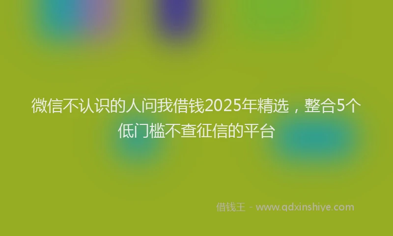 微信不认识的人问我借钱2025年精选，整合5个低门槛不查征信的平台