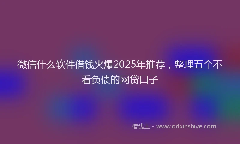 微信什么软件借钱火爆2025年推荐，整理五个不看负债的网贷口子