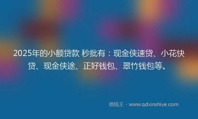 2025年的小额贷款 秒批有：现金侠速贷、小花快贷、现金侠途、正好钱包、翠竹钱包等。