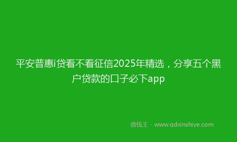 平安普惠i贷看不看征信2025年精选，分享五个黑户贷款的口子必下app
