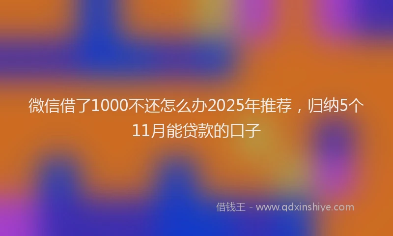 微信借了1000不还怎么办2025年推荐，归纳5个11月能贷款的口子