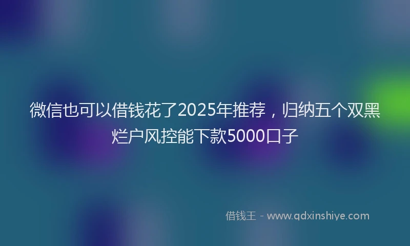 微信也可以借钱花了2025年推荐，归纳五个双黑烂户风控能下款5000口子