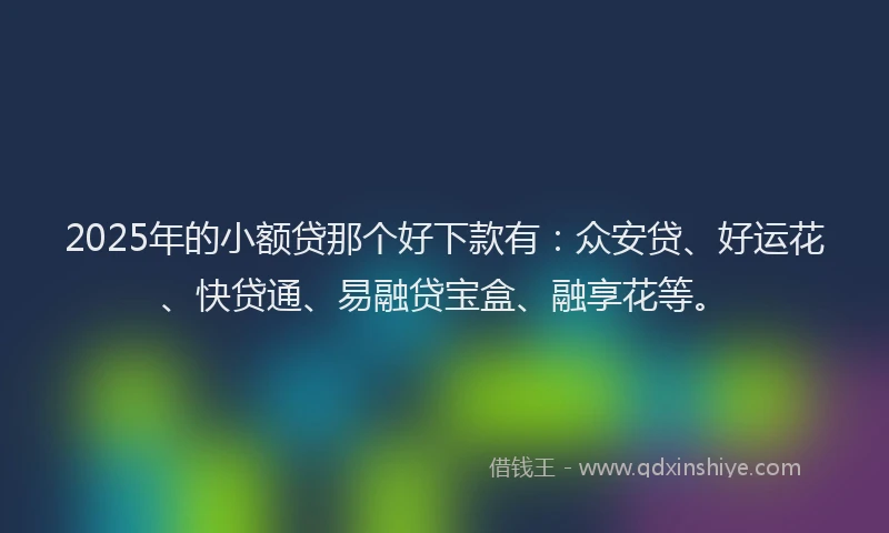 2025年的小额贷那个好下款有：众安贷、好运花、快贷通、易融贷宝盒、融享花等。