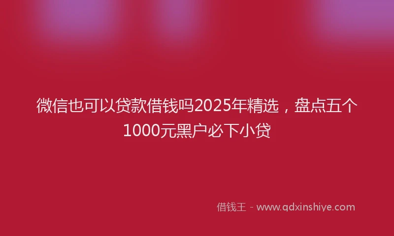 微信也可以贷款借钱吗2025年精选，盘点五个1000元黑户必下小贷