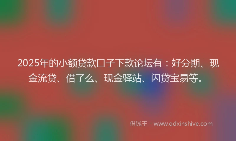 2025年的小额贷款口子下款论坛有：好分期、现金流贷、借了么、现金驿站、闪贷宝易等。
