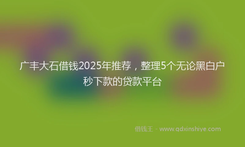 广丰大石借钱2025年推荐，整理5个无论黑白户秒下款的贷款平台