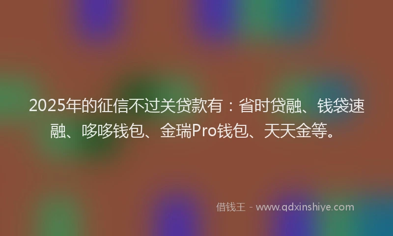 2025年的征信不过关贷款有：省时贷融、钱袋速融、哆哆钱包、金瑞Pro钱包、天天金等。