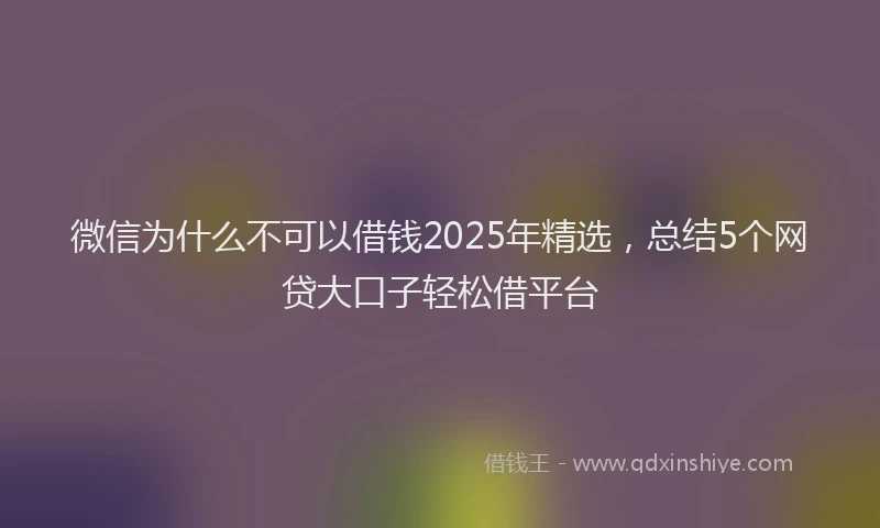 微信为什么不可以借钱2025年精选，总结5个网贷大口子轻松借平台
